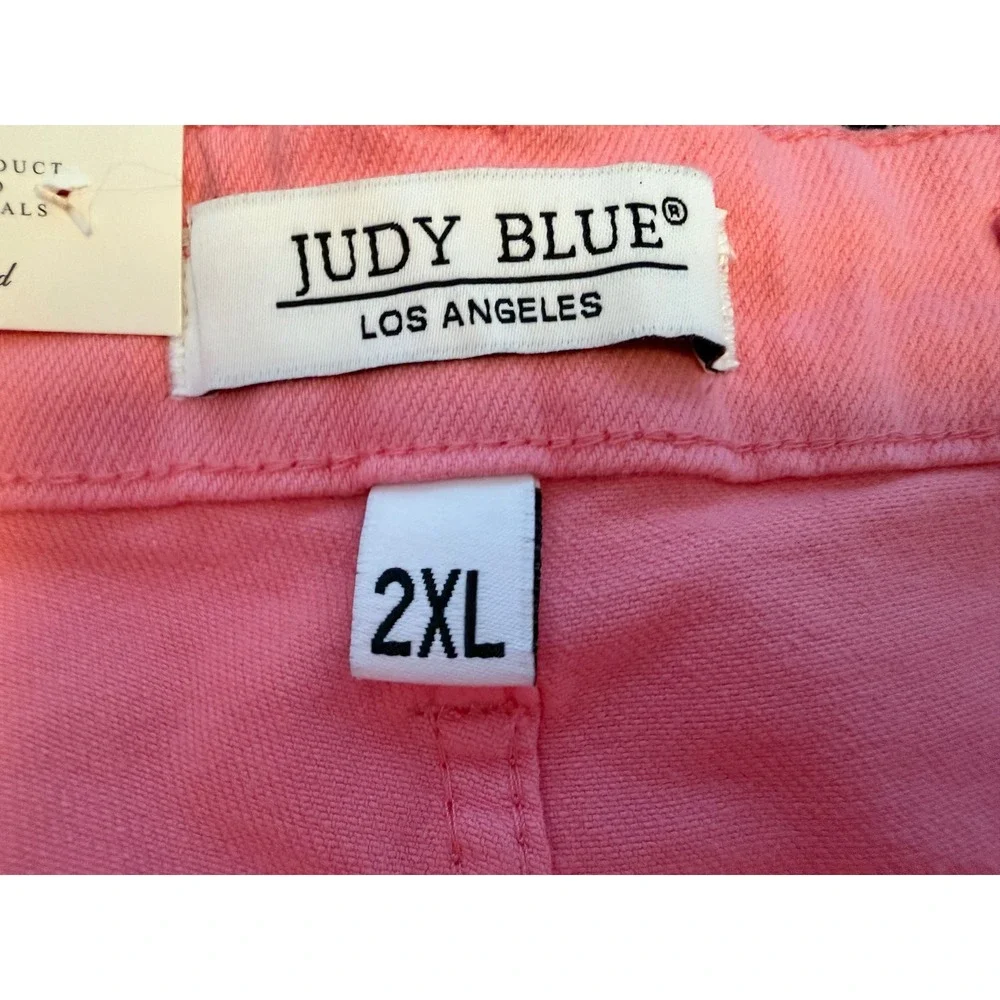 Judy Blue High Waist Pink Garment Dyed Cuffed Denim Shorts JB150285 C 2XL